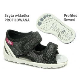 Sandalute pentru fetite negre cu fir argintiu (marime disponibila: marimea 23)
