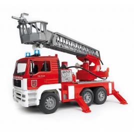 Camion de pompieri man tga cu scara, pompa de apa si sirena bruder