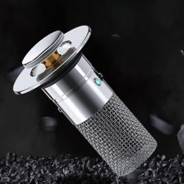 Filtru de Lavoar, Universal, Cilindru cu Ochiuri de Plasa Anti-Blocare, Drenaj pentru Baie/Bucatarie, Corp Galvanizat ABS + Plastic Anti-miros, din Otel Inoxidabil 304, Argintiu, 8x6x3 cm