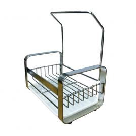 Organizator chiuveta din otel inoxidabil, pentru bureti si lavete, argintiu, 21 x 17 x 11 cm, Vivo 0222-6