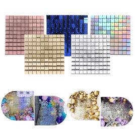 Decoratie perete cu oglinzi, sticla, 30x30cm, efect 3d