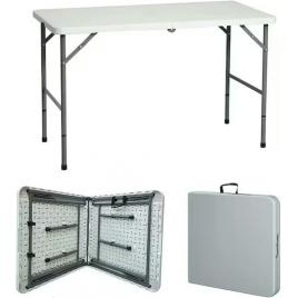 Masa pliabila, de gradina, camping, cadru otel, 122x61x74 cm, alba