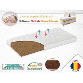 Saltea mykids fibra de cocos integral 120x60x6 cm husa bumbac matlasat