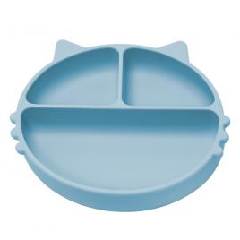 Farfurie compartimentata din silicon cu ventuza appekids kitty aqua blue