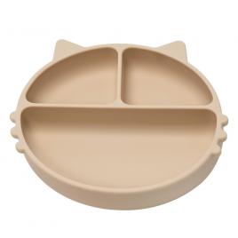 Farfurie compartimentata din silicon cu ventuza appekids kitty bubble beige