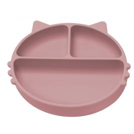 Farfurie compartimentata din silicon cu ventuza appekids kitty old rose