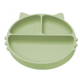 Farfurie compartimentata din silicon cu ventuza appekids kitty raw green
