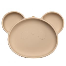 Farfurie din silicon cu ventuza appekids panda bubble beige