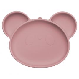 Farfurie din silicon cu ventuza appekids panda old rose