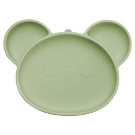 Farfurie din silicon cu ventuza appekids panda raw green