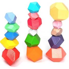 Joc de stivuire pietre din lemn 16 piese umu toys