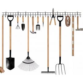 Set 4 organizatoare pentru unelte si scule de gradina, metal, negru, 40 x 12 cm, Vivo GH160