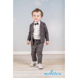 Costum elegant pentru bebelusi - grey style (marime disponibila: 0-1 luni)