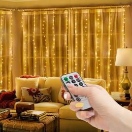 Perdea luminoasă - 300 micro leduri - alb rece - 3 x 3 m - 230v - cu telecomandă
