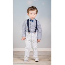 Set complet cu pantalonasi cu bretele - white and navy (marime disponibila: 6-9
