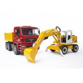Camion man tga si excavator liebherr bruder