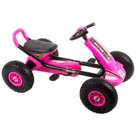Kart cu pedale si roti gonflabile driver kidscare roz