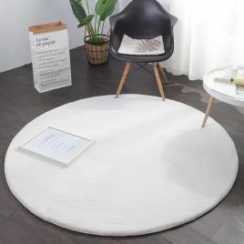 Covor pufos, model blanita antiderapant, soft lop 060, rotund, alb