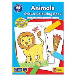 Carte de colorat cu activitati in limba engleza si abtibilduri animale animals