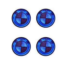 Set 4 capace pentru jante BMW, diametru 68 mm, albastru-negru, efect 3D