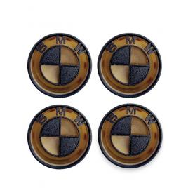 Set 4 capace pentru jante BMW, diametru 68 mm, auriu-negru, efect 3D