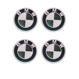 Set 4 capace pentru jante BMW, diametru 68 mm, verde metalizat-alb, efect 3D