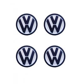 Set 4 capace pentru jante VW, 65 mm, alb-negru, efect 3D