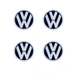 Set 4 capace pentru jante VW, 65 mm, negru-alb, efect 3D