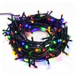 Instalatie de craciun, lumini multicolore, 100 led, fir verde