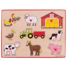 Puzzle din lemn incastru - ferma - 9 piese