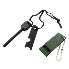 Amnar pentru camping ideallstore®, ultimate survival, otel inoxidabil, 10 cm, negru, fluier inclus