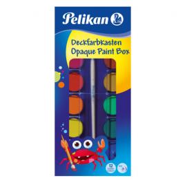 Acuarele pelikan, 12 culori cu alb de zinc si pensula
