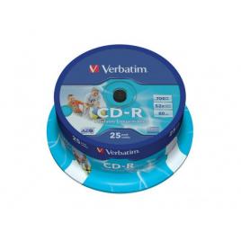 Verbatim cd-r azo 700mb 52x wide printable surface id branded