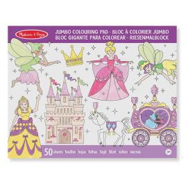 Caiet jumbo cu desene pentru colorat printese si zane melissa and doug