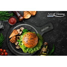 Platou ardezie rotund,cu maner,28x20cm