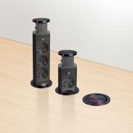 Distribuitor electric ascuns - 3 prize - negru lucios - delight