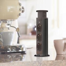Distribuitor electric ascuns - 3 prize - negru mat - delight