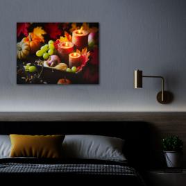 Tablou led - lumânări și roade de toamnă - 2 x aa, 40 x 30 cm