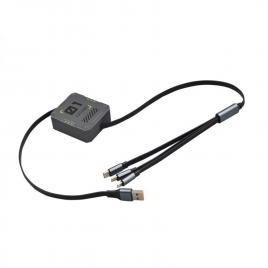 Cablu de date/incarcare usb 3 in 1, retractabil, 1.2m, qsj100