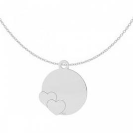 Lantisor 70 cm, model charm rotund cu 2 inimi - argint 925
