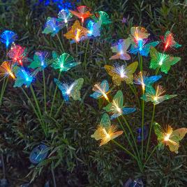 Set 2 x lampa de gradina cu panou solar, 12 led, design fluturi