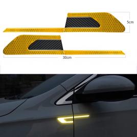 Set 2 stickere reflectorizante bumerang cu insertie carbon 5d, culoare galben