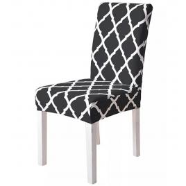 Husa universala pentru scaune clasice, model romb, culoare negru + alb