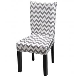 Husa universala pentru scaune clasice, model wave, culoare gri + alb