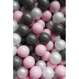 Set 200 bile din plastic colorate 7 cm flumi fm3302911 alb/roz/gri