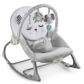 Balansoar multifunctional cu vibratii, panda, 3 jucarii, nukido 705100, gri