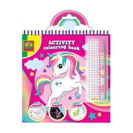 Carte de colorat cu activitati 3 in 1 unicorn