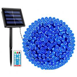 Instalatie solara liniara 22 metri, albastra, 200led, telecomanda