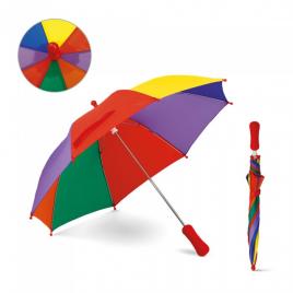 Umbrela de poliester colorata pentru copii, cu deschidere manuala si maner, 55 cm
