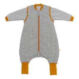 Sac de dormit cu picioruse si maneca lunga detasabila gray mottled stripes 70 cm + manseta 2.5 tog